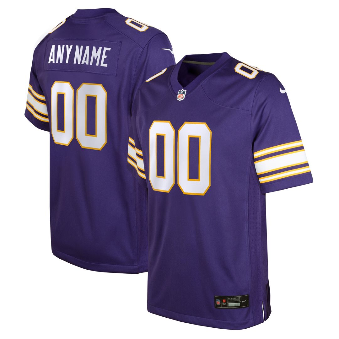 Minnesota Vikings Nike Youth Classic Custom Game Jersey - Purple Official NFL Team Apparel Football Fan Gear