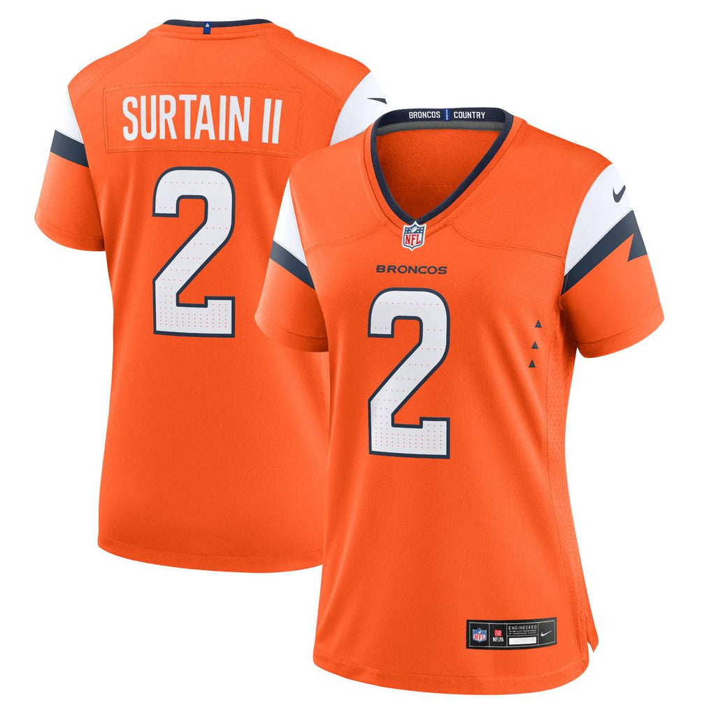Patrick Surtain II Denver Broncos Nike Women's Team Game Jersey - Orange Official NFL Team Apparel Football Fan Gear
