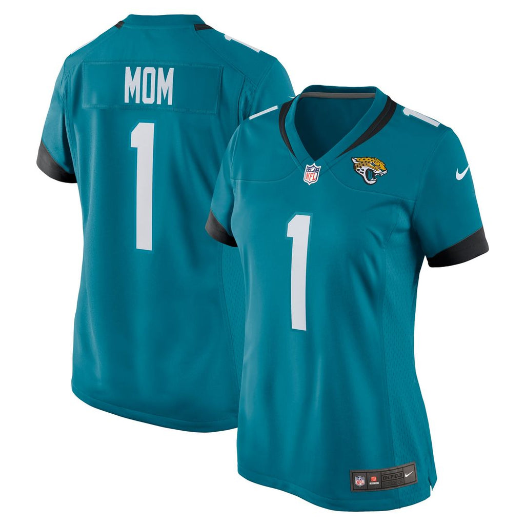 Number 1 Mom Jacksonville Jaguars Nike Women's Game Jersey - Teal Official NFL Team Apparel Football Fan Gear