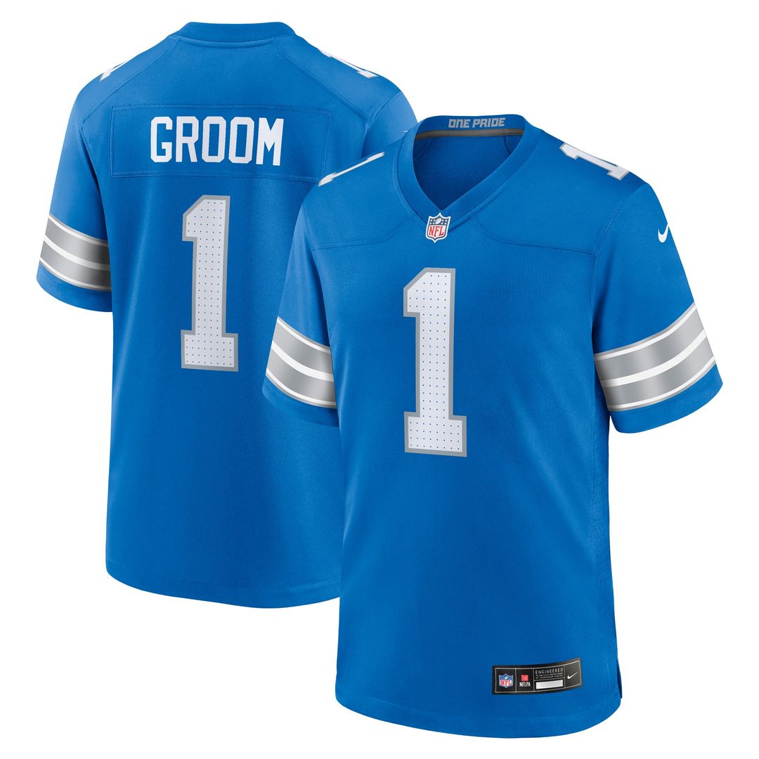 Number 1 Groom Detroit Lions Nike Game Jersey - Blue Official NFL Team Apparel Football Fan Gear
