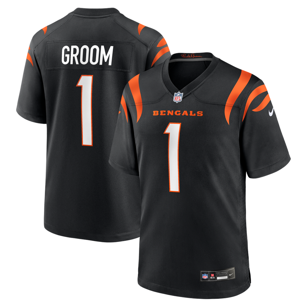 Number 1 Groom Cincinnati Bengals Nike Game Jersey - Black Official NFL Team Apparel Football Fan Gear