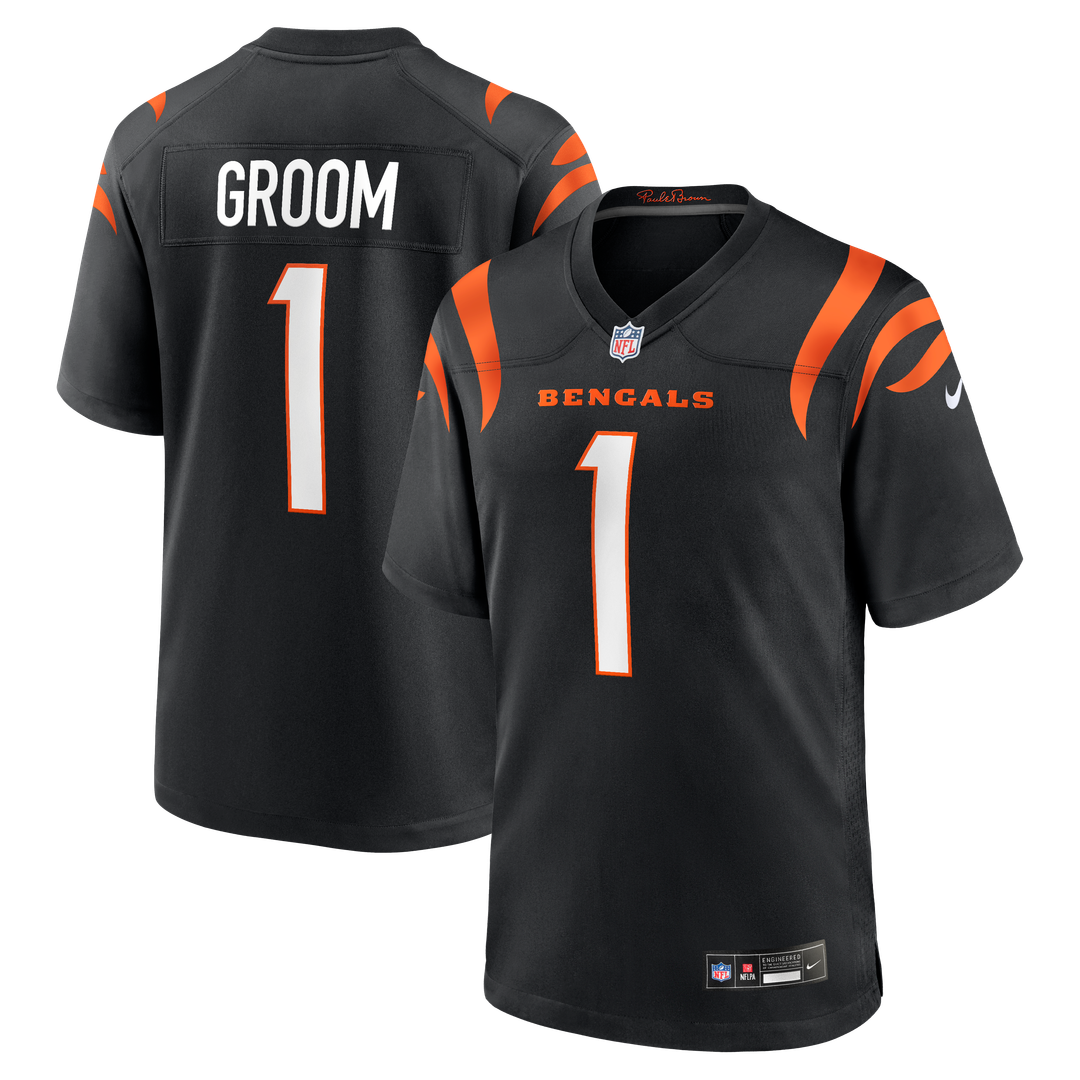 Number 1 Groom Cincinnati Bengals Nike Game Jersey - Black Official NFL Team Apparel Football Fan Gear