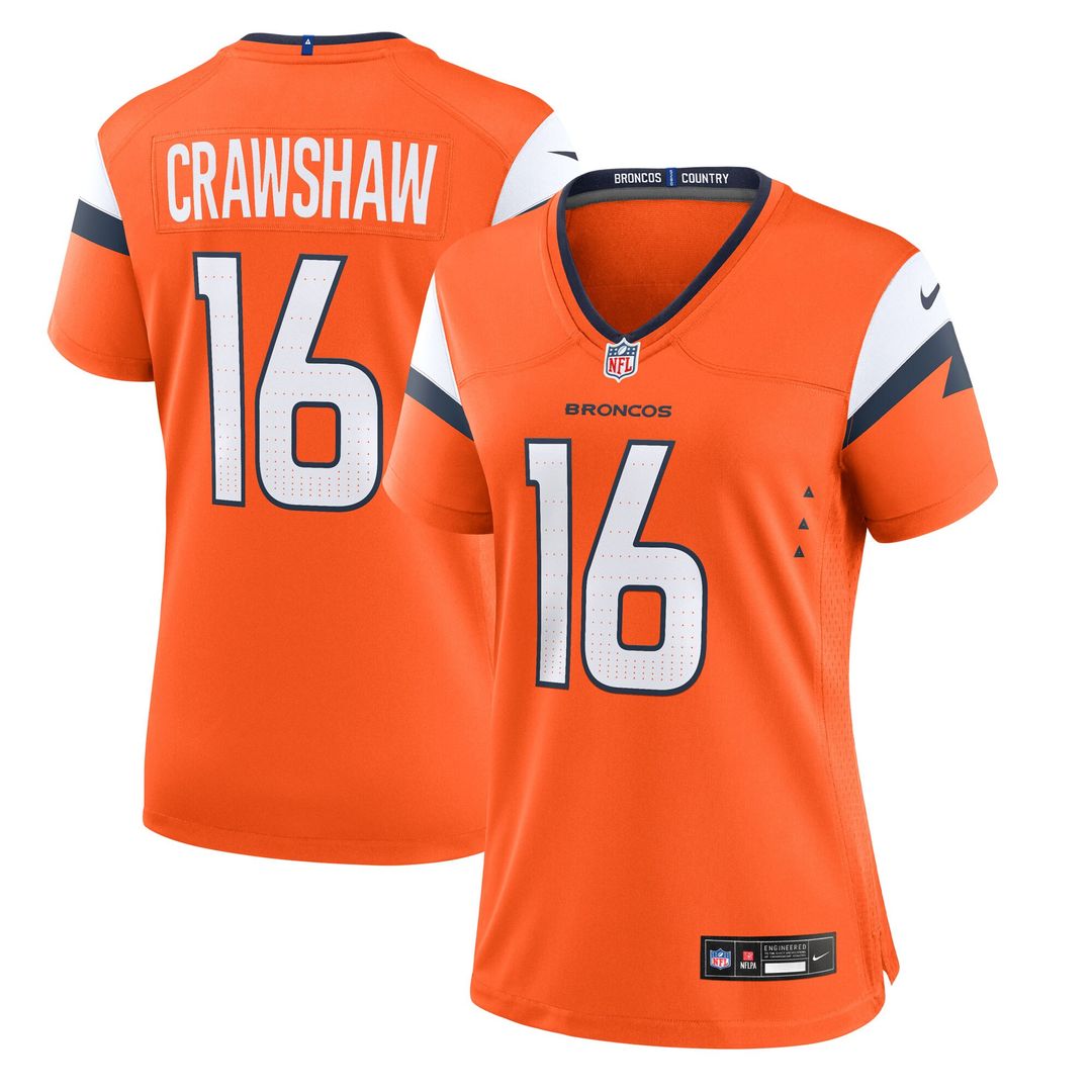 Jeremy Crawshaw Denver Broncos Nike Women's Team Game Jersey - Orange Official NFL Team Apparel Football Fan Gear