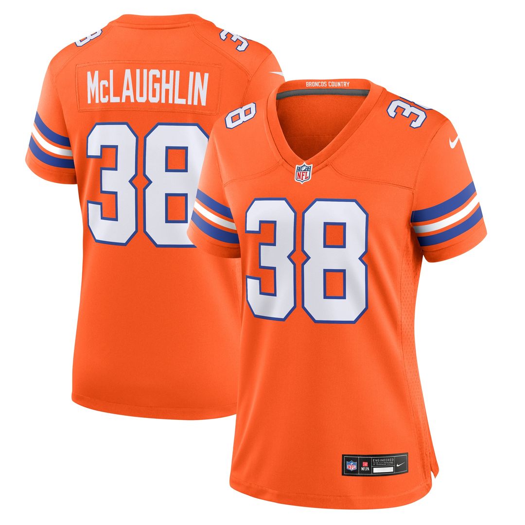 Jaleel McLaughlin Denver Broncos Nike Women's Mile High Collection 1977 Throwback Player Game Jersey - Orange Official NFL Team Apparel Football Fan G