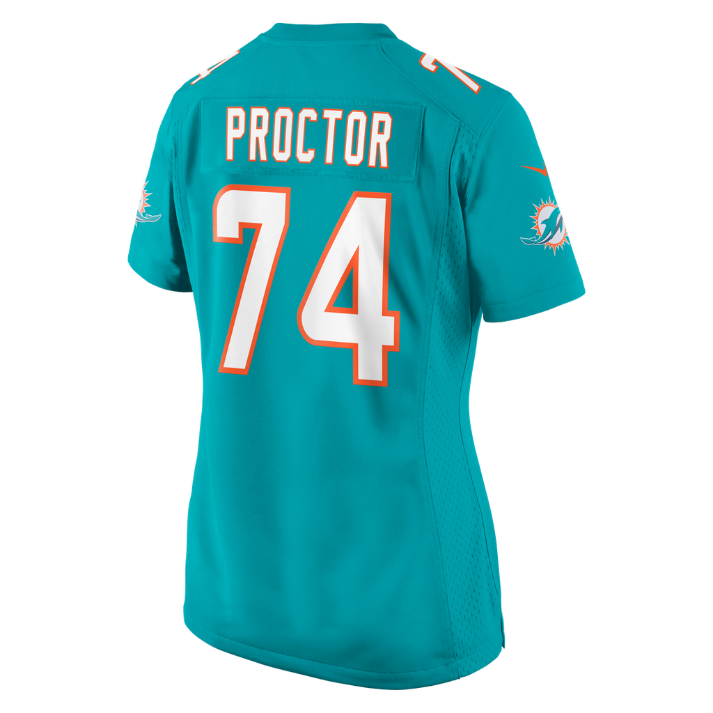 Kadyn Proctor Miami Dolphins Nike Women's Team Game Jersey - Aqua Official NFL Team Apparel Football Fan Gear
