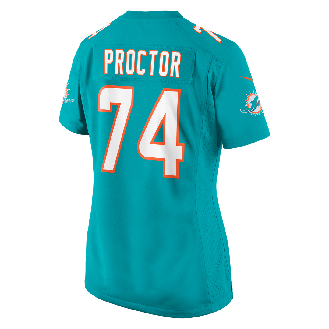 Kadyn Proctor Miami Dolphins Nike Women's Team Game Jersey - Aqua Official NFL Team Apparel Football Fan Gear