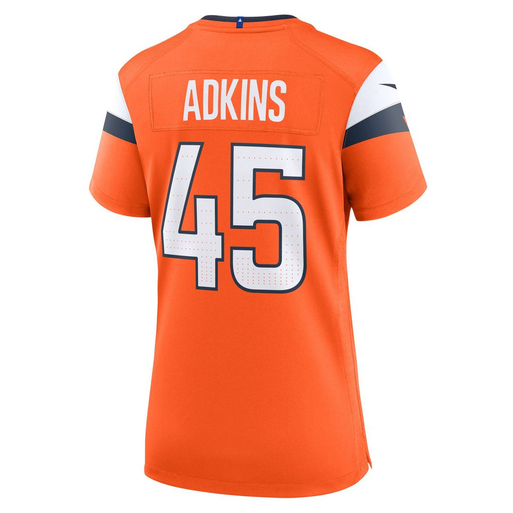 Nate Adkins Denver Broncos Nike Women's Team Game Jersey - Orange Official NFL Team Apparel Football Fan Gear