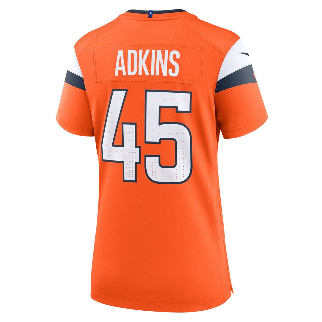 Nate Adkins Denver Broncos Nike Women's Team Game Jersey - Orange Official NFL Team Apparel Football Fan Gear