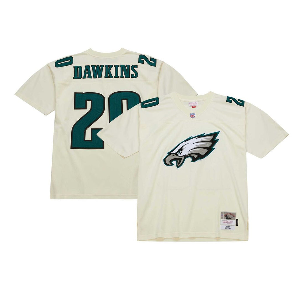 Brian Dawkins Philadelphia Eagles Mitchell & Ness Chainstitch Legacy Jersey - Cream Official NFL Team Apparel Football Fan Gear