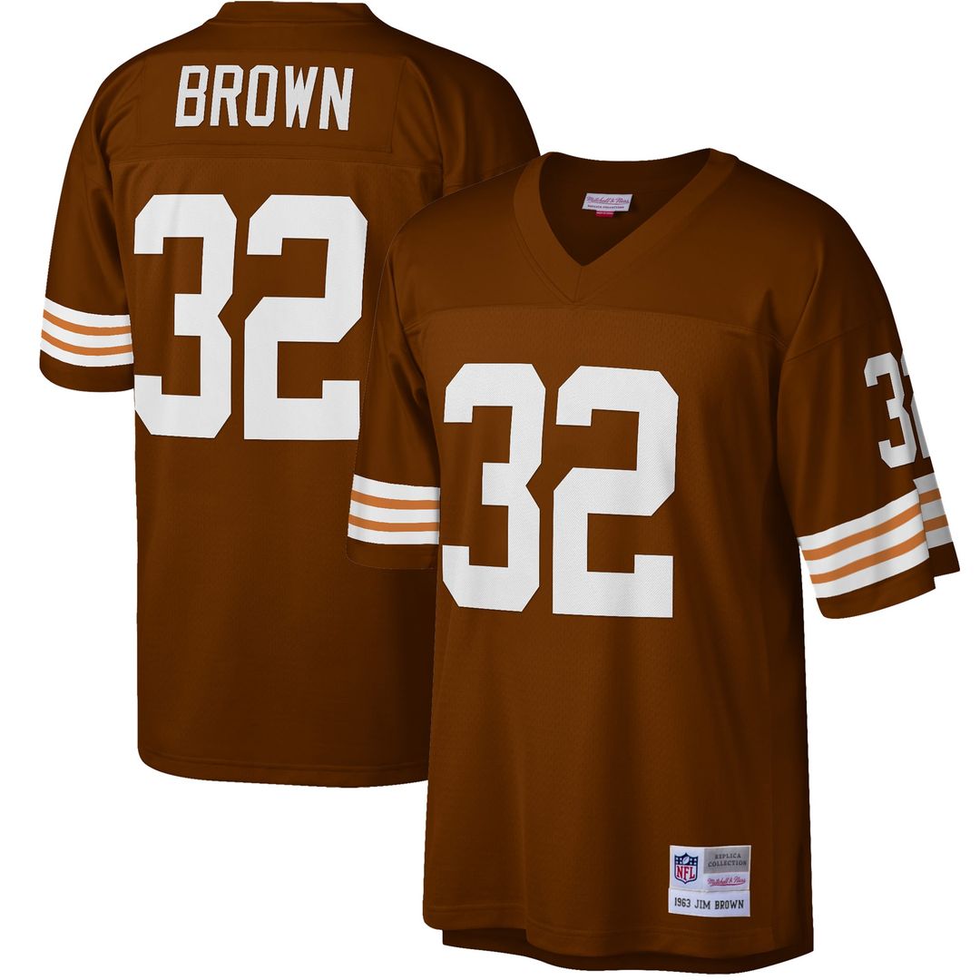 Jim Brown Cleveland Browns Mitchell & Ness Big & Tall 1963 Retired Player Replica Jersey - Brown Official NFL Team Apparel Football Fan Gear