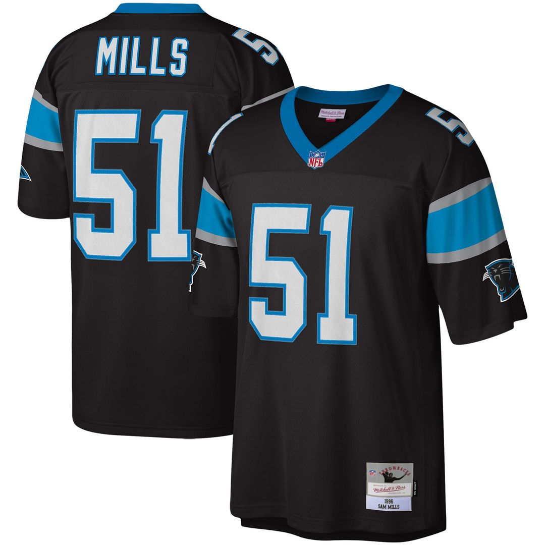 Sam Mills Carolina Panthers Mitchell & Ness Legacy Replica Jersey - Black Official NFL Team Apparel Football Fan Gear
