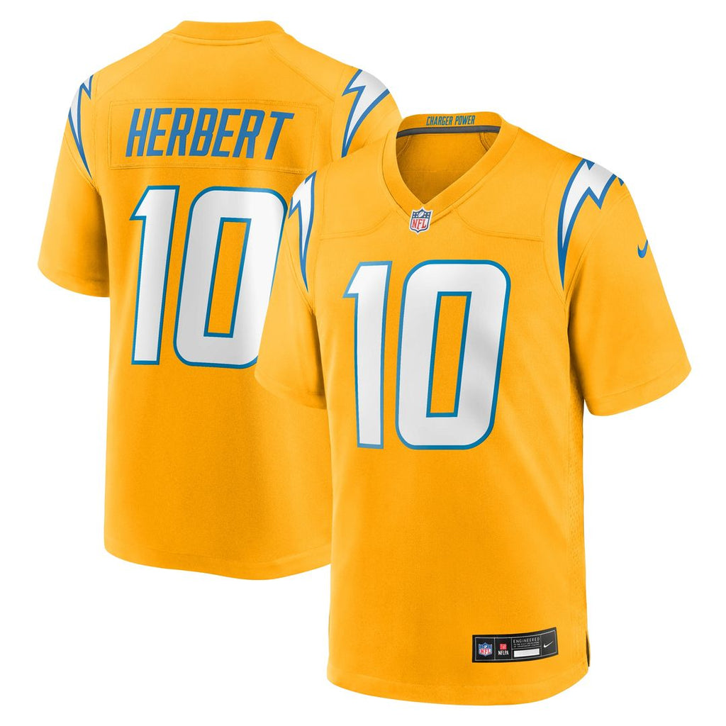 Justin Herbert Los Angeles Chargers Nike Youth Alternate Charger Power Game Player Jersey - Gold Official NFL Team Apparel Football Fan Gear