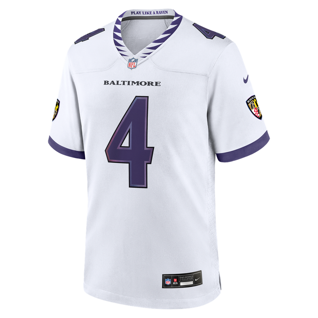 Zay Flowers Baltimore Ravens Nike Game Jersey - White Official NFL Team Apparel Football Fan Gear