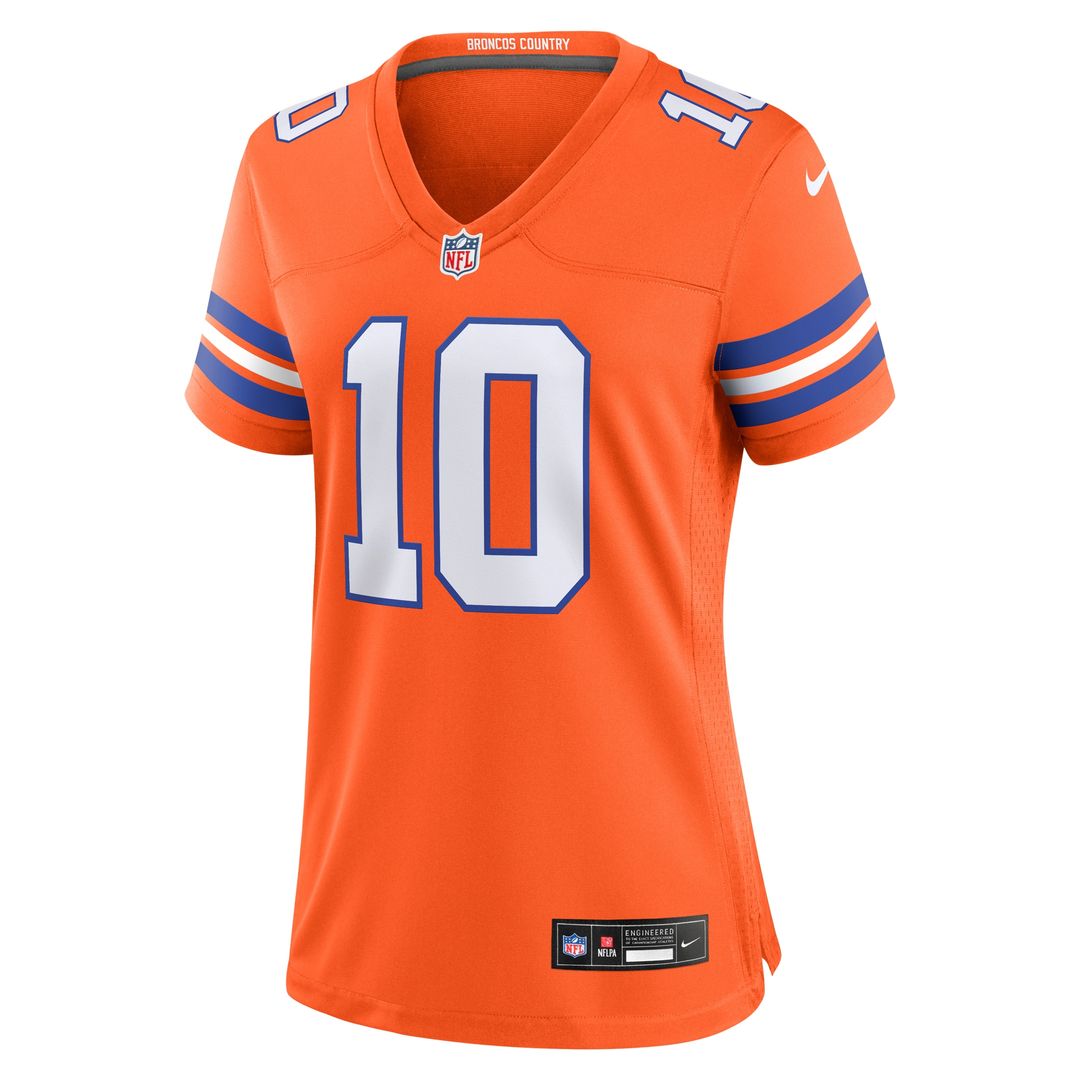 Bo Nix Denver Broncos Nike Women's Mile High Collection 1977 Throwback Player Game Jersey - Orange Official NFL Team Apparel Football Fan Gear
