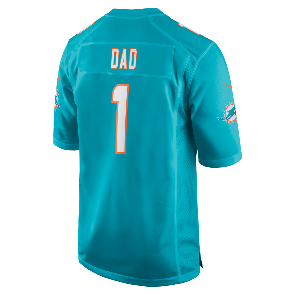 Number 1 Dad Miami Dolphins Nike Game Jersey - Aqua Official NFL Team Apparel Football Fan Gear