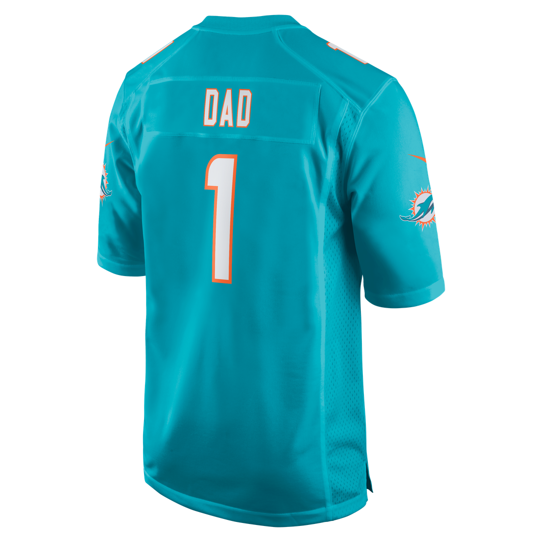 Number 1 Dad Miami Dolphins Nike Game Jersey - Aqua Official NFL Team Apparel Football Fan Gear