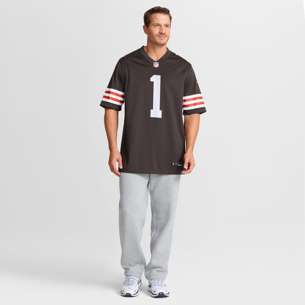 Number 1 Groom Cleveland Browns Nike Game Jersey - Brown Official NFL Team Apparel Football Fan Gear