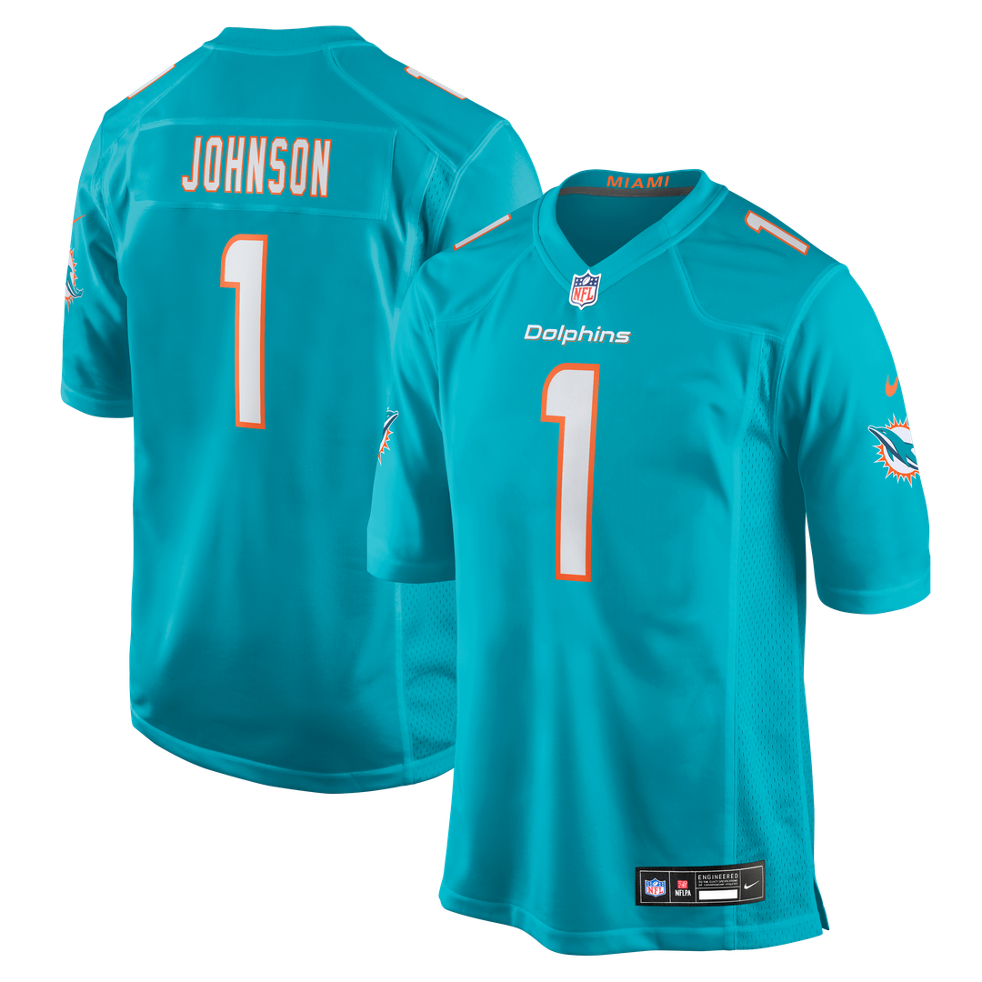 Chris Johnson Miami Dolphins Nike 2026 NFL Draft First Round Pick No. 27 Team Game Jersey - Aqua Official NFL Team Apparel Football Fan Gear