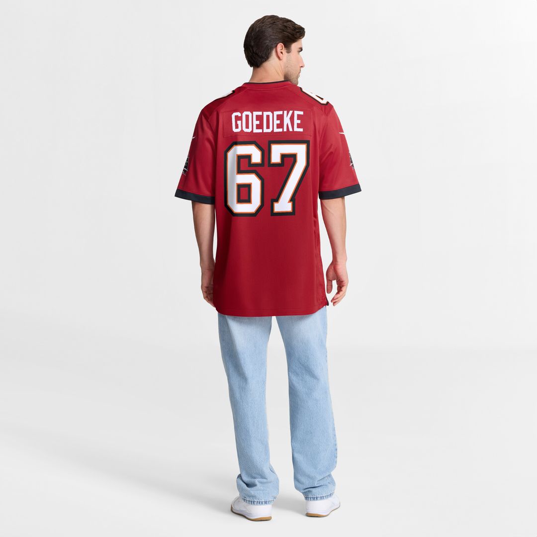 Luke Goedeke Tampa Bay Buccaneers Nike Game Player Jersey - Red Official NFL Team Apparel Football Fan Gear