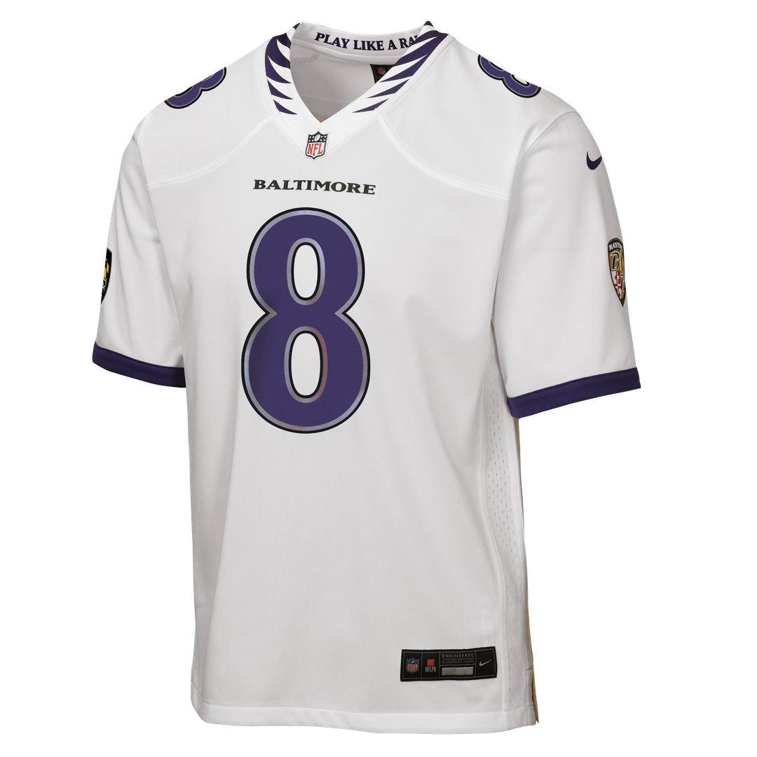 Lamar Jackson Baltimore Ravens Nike Youth Game Jersey - White Official NFL Team Apparel Football Fan Gear