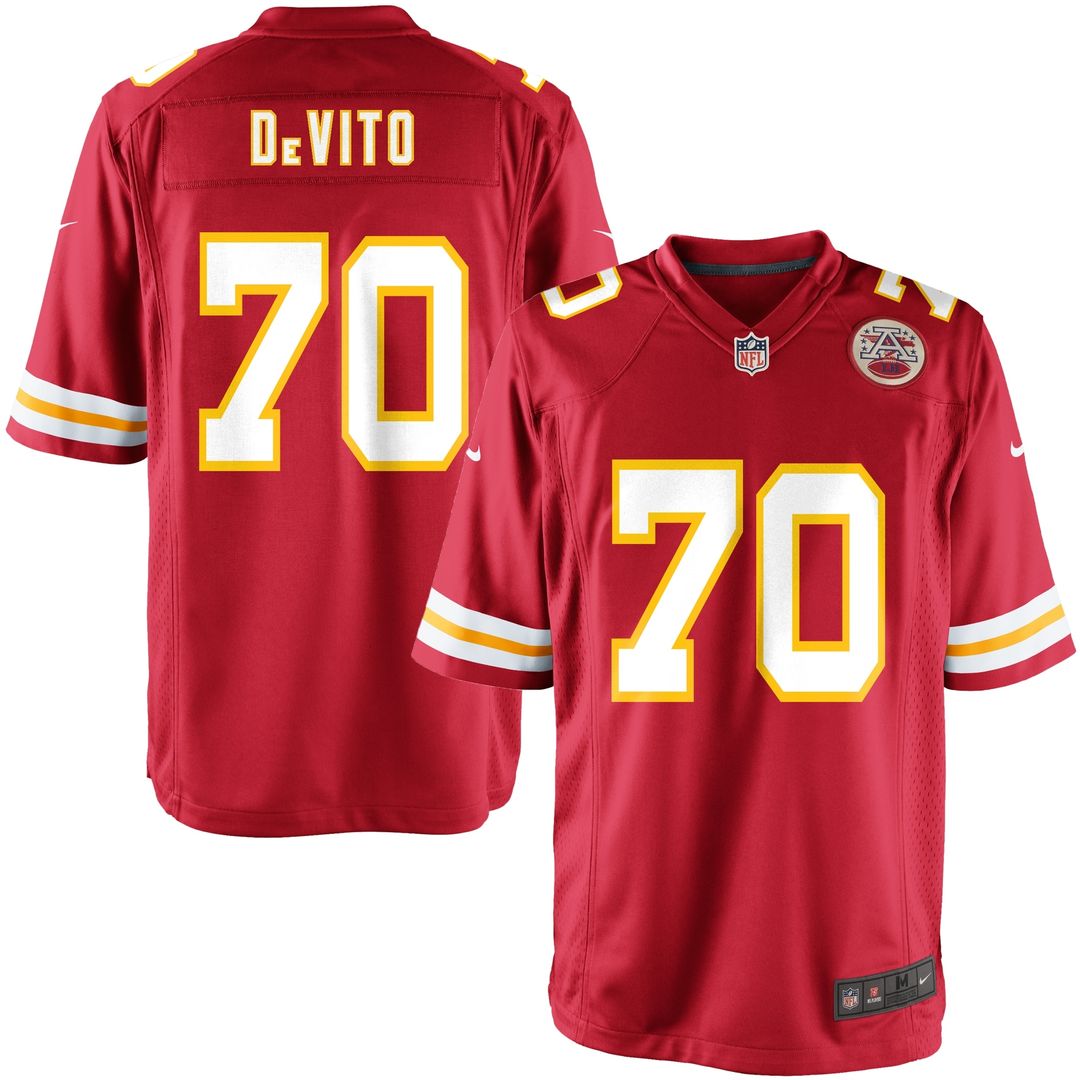 Nike Youth Kansas City Chiefs Mike DeVito Team Color Game Jersey Official NFL Team Apparel Football Fan Gear