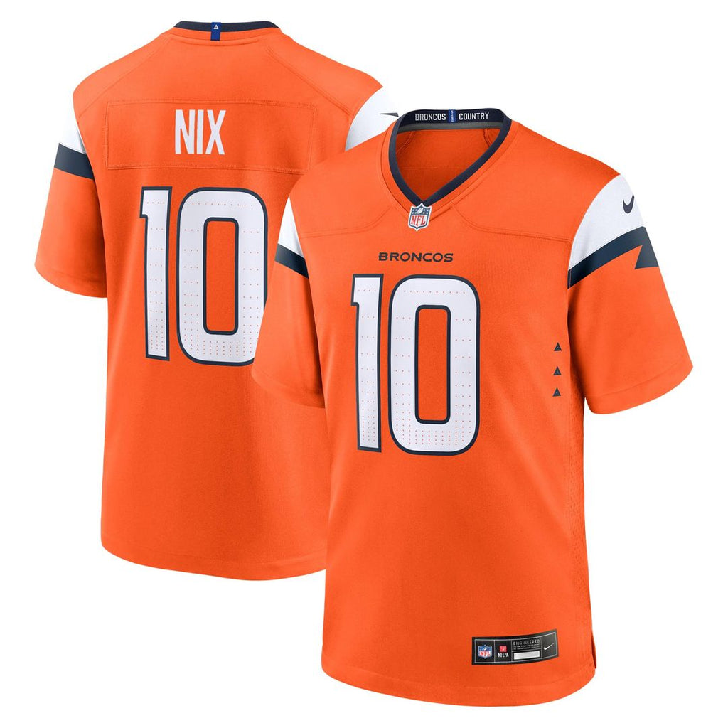 Bo Nix Denver Broncos Nike Youth Game Jersey - Orange Official NFL Team Apparel Football Fan Gear