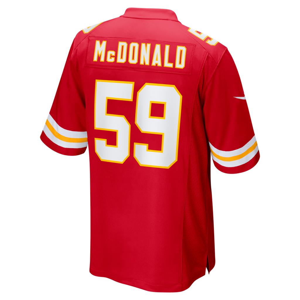 Cooper McDonald Kansas City Chiefs Nike Team Game Jersey - Red Official NFL Team Apparel Football Fan Gear