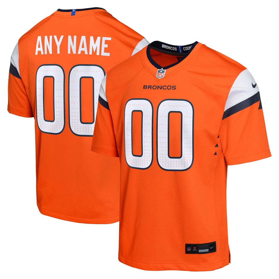 Denver Broncos Nike Youth Team Custom Game Jersey - Orange Official NFL Team Apparel Football Fan Gear