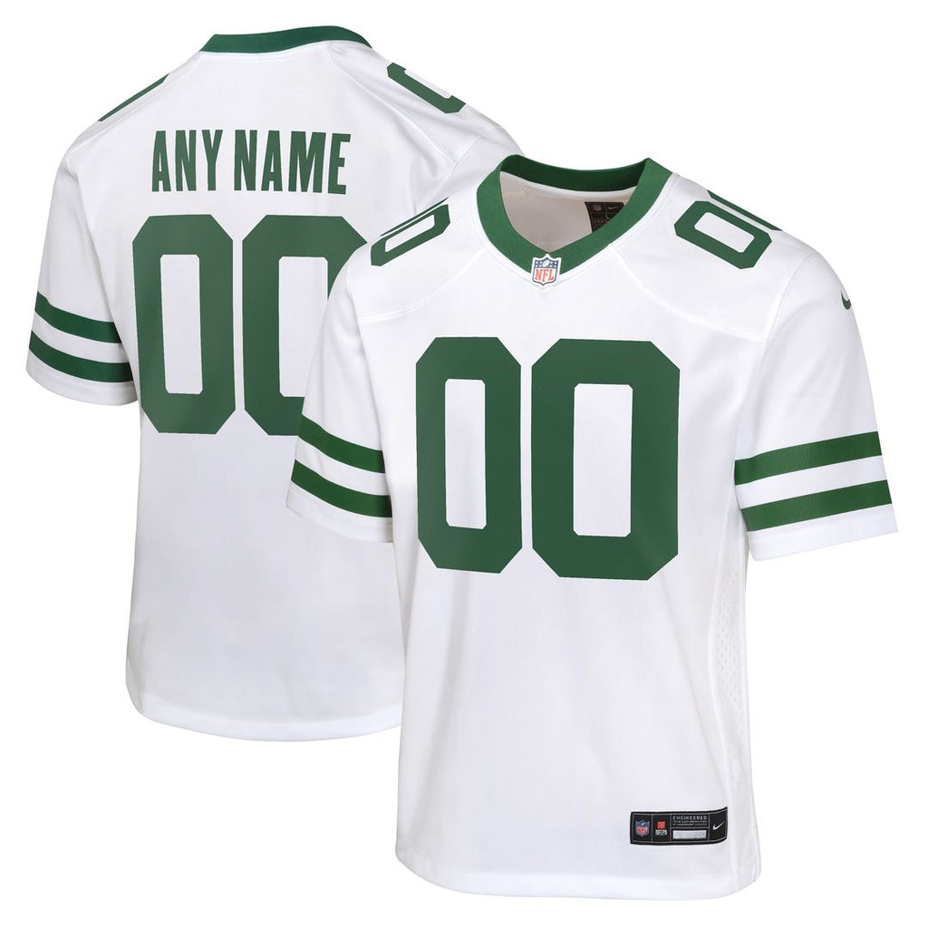 New York Jets Nike Youth Custom Game Jersey - Legacy White Official NFL Team Apparel Football Fan Gear