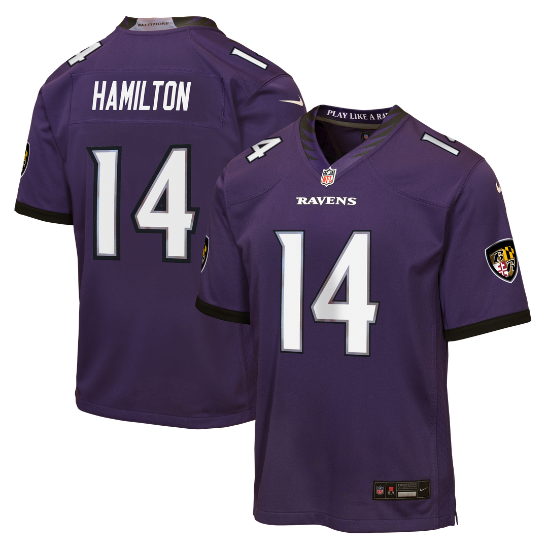 Kyle Hamilton Baltimore Ravens Nike Youth Team Game Jersey - Purple Official NFL Team Apparel Football Fan Gear