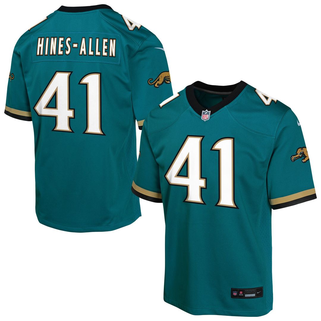 Josh Hines-Allen Jacksonville Jaguars Nike Youth Alternate 2 Prowler Throwback Game Jersey - Teal Official NFL Team Apparel Football Fan Gear