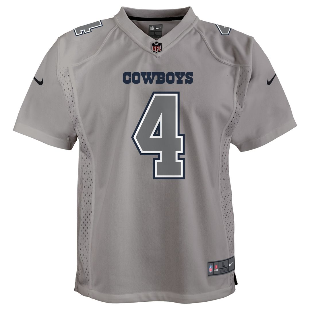 Dak Prescott Dallas Cowboys Nike Youth Atmosphere Game Jersey - Gray Official NFL Team Apparel Football Fan Gear