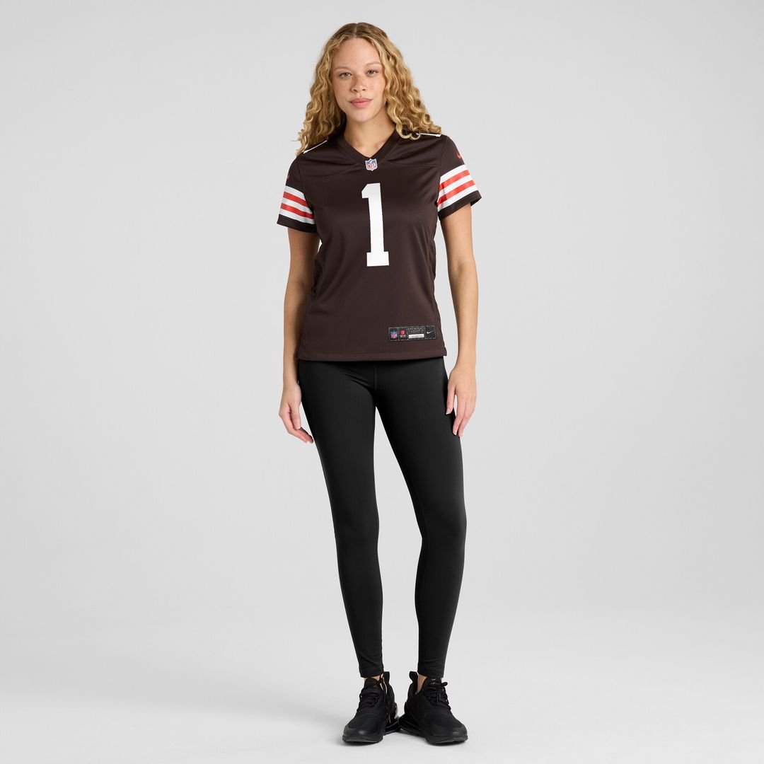 Number 1 Bride Cleveland Browns Nike Women's Game Jersey - Brown Official NFL Team Apparel Football Fan Gear