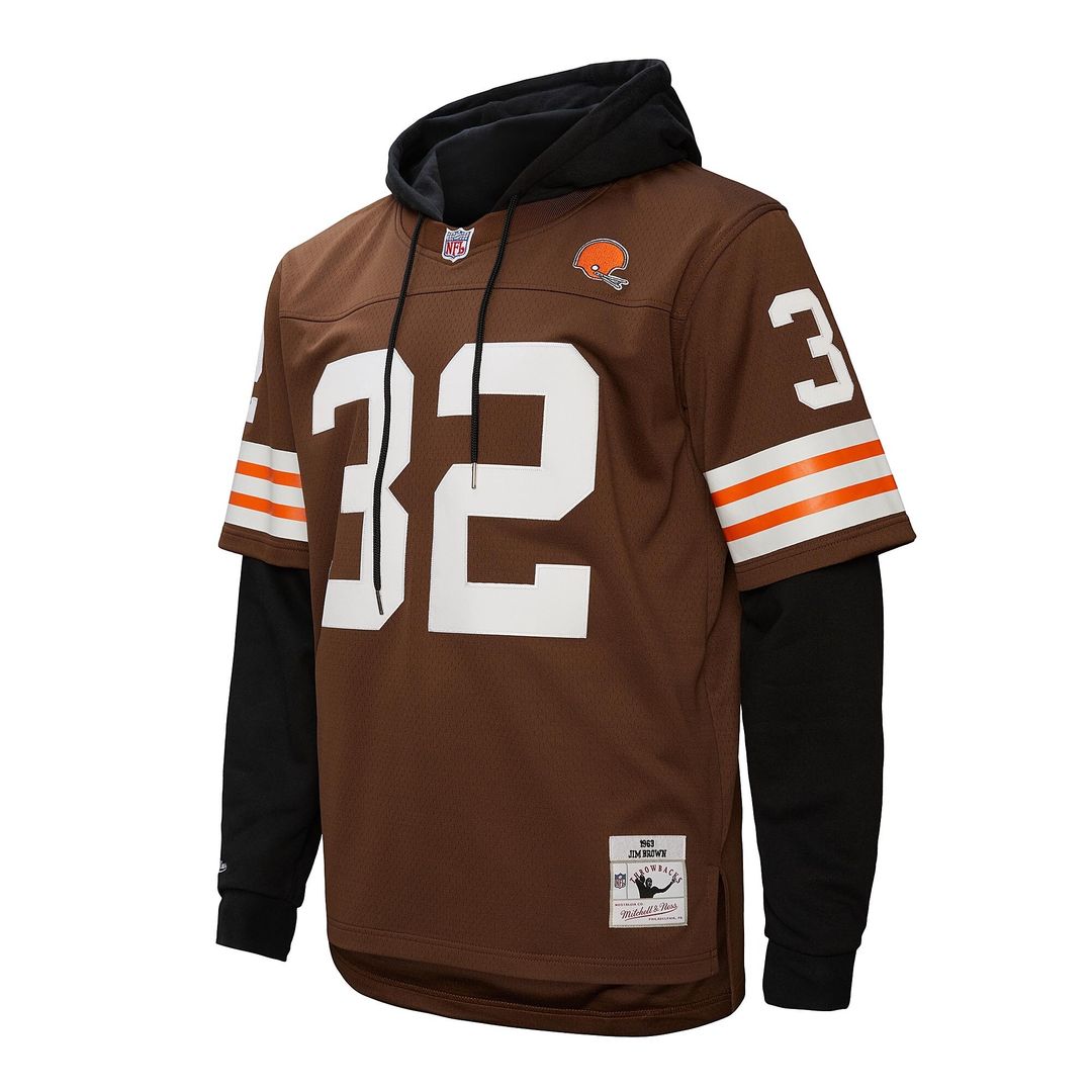 Jim Brown Cleveland Browns Mitchell & Ness Player Name & Number Hoodie Legacy Jersey - Brown Official NFL Team Apparel Football Fan Gear