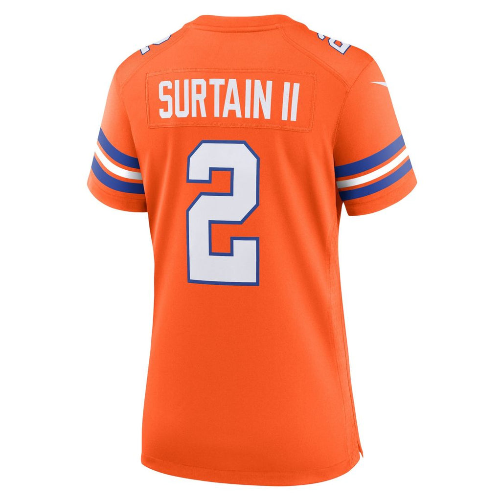 Patrick Surtain II Denver Broncos Nike Women's Mile High Collection 1977 Throwback Player Game Jersey - Orange Official NFL Team Apparel Football Fan