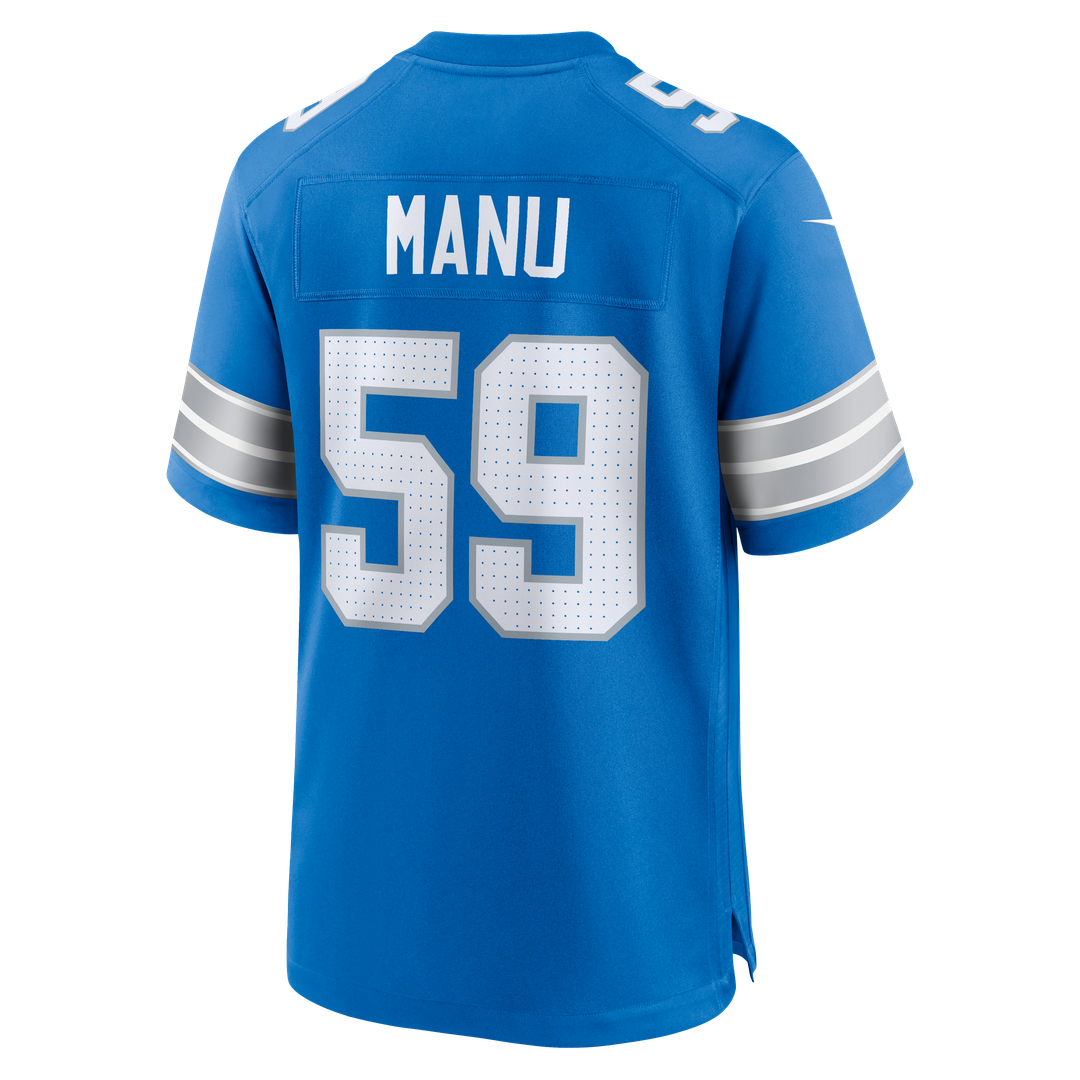 Giovanni Manu Detroit Lions Nike Team Game Jersey - Blue Official NFL Team Apparel Football Fan Gear
