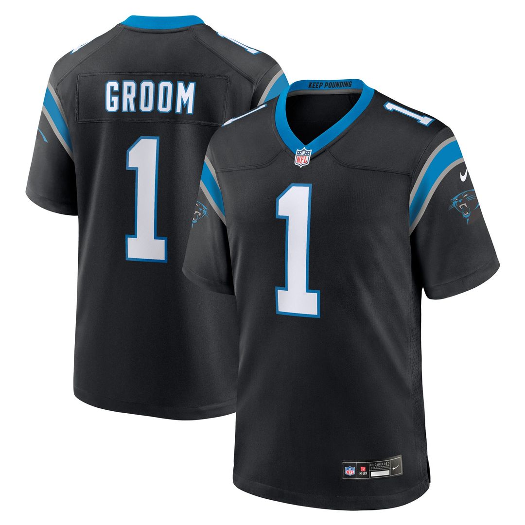 Number 1 Groom Carolina Panthers Nike Game Jersey - Black Official NFL Team Apparel Football Fan Gear