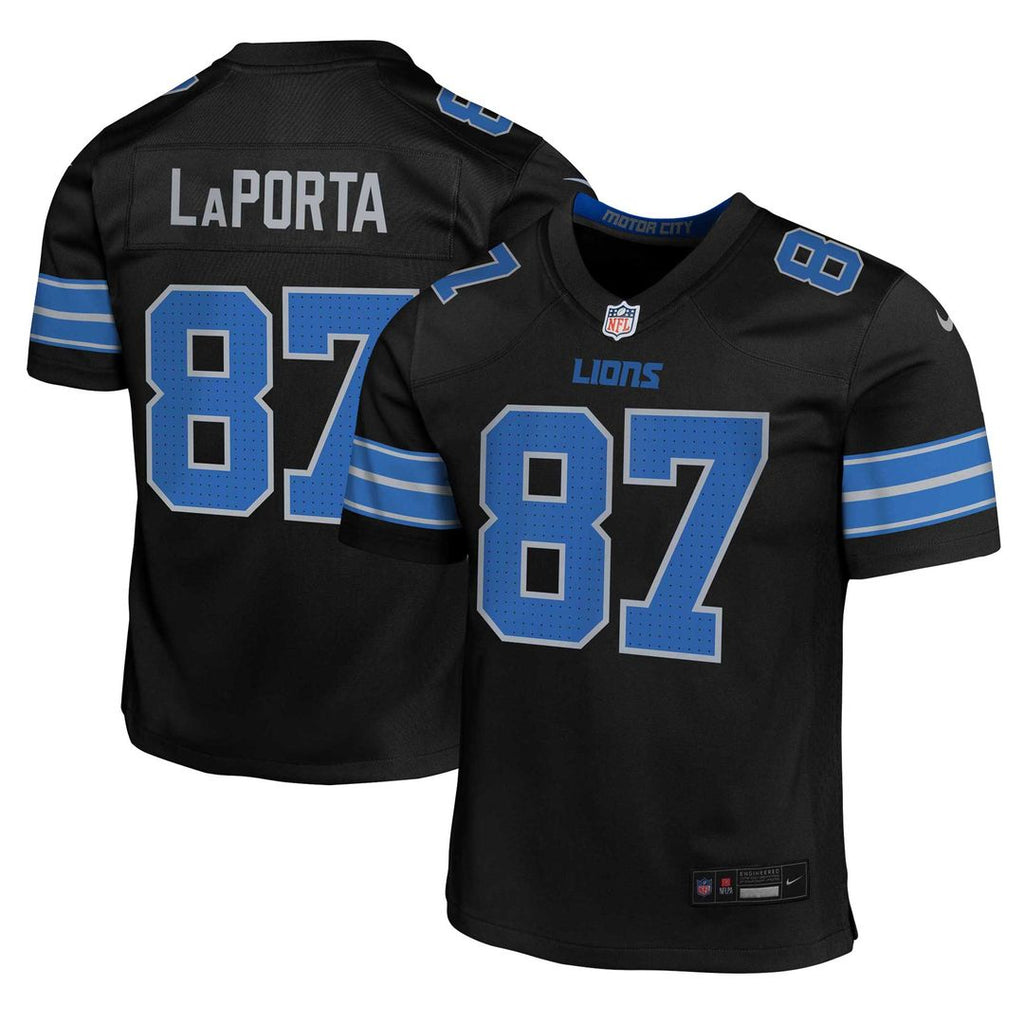 Sam LaPorta Detroit Lions Nike Youth Game Jersey - Black Official NFL Team Apparel Football Fan Gear