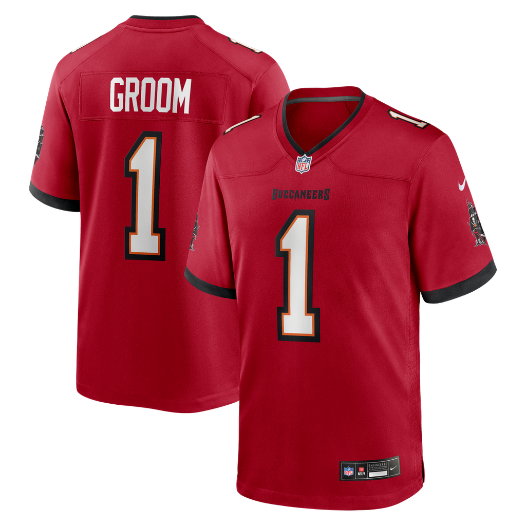 Number 1 Groom Tampa Bay Buccaneers Nike Game Jersey - Red Official NFL Team Apparel Football Fan Gear