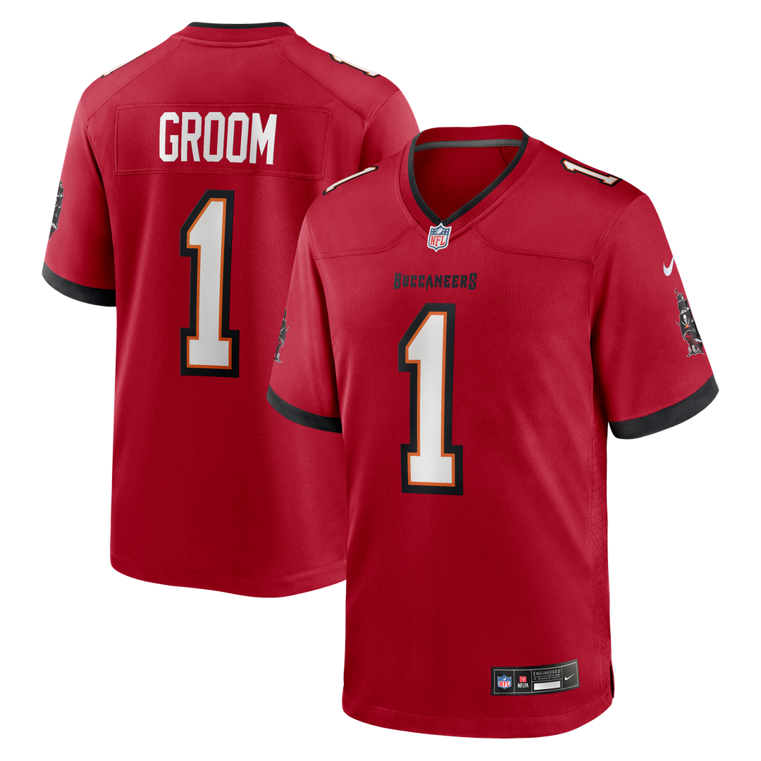 Number 1 Groom Tampa Bay Buccaneers Nike Game Jersey - Red Official NFL Team Apparel Football Fan Gear