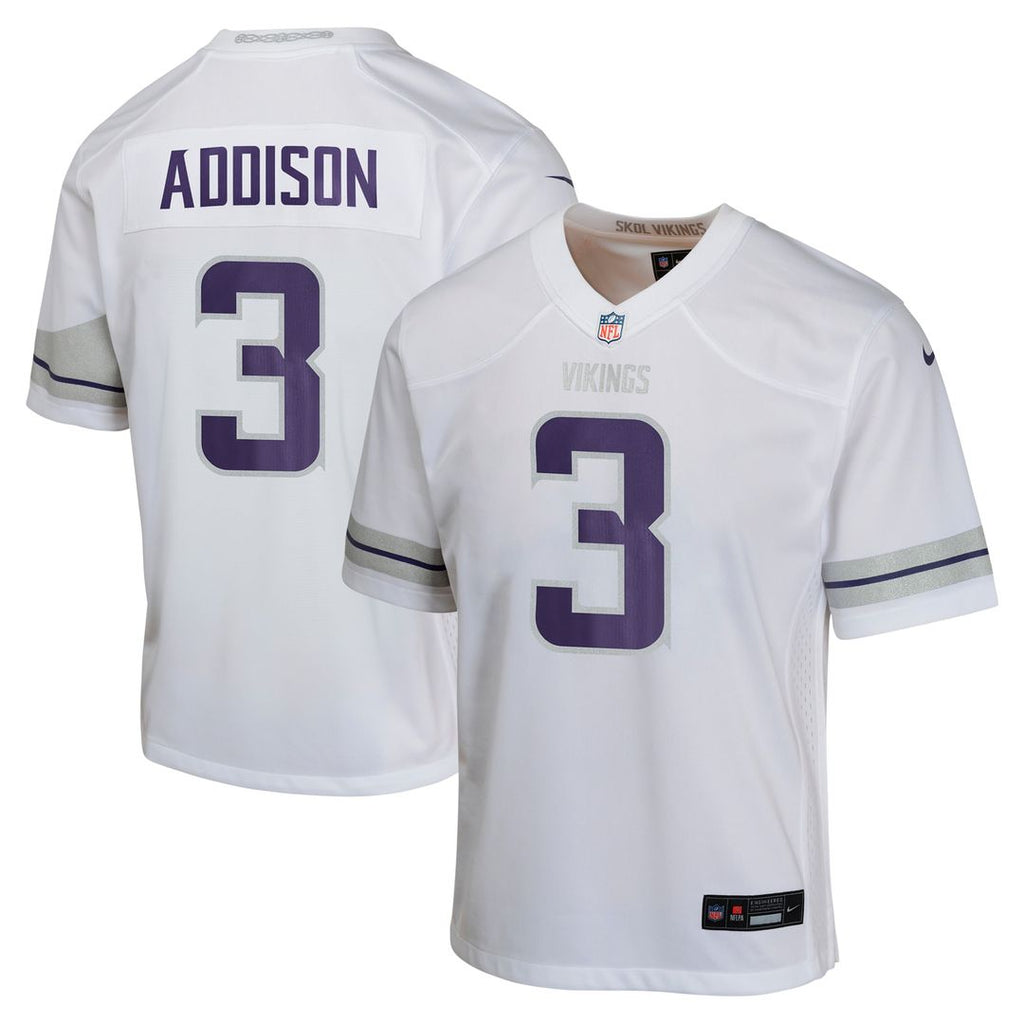 Jordan Addison Minnesota Vikings Nike Youth Game Jersey - White Official NFL Team Apparel Football Fan Gear