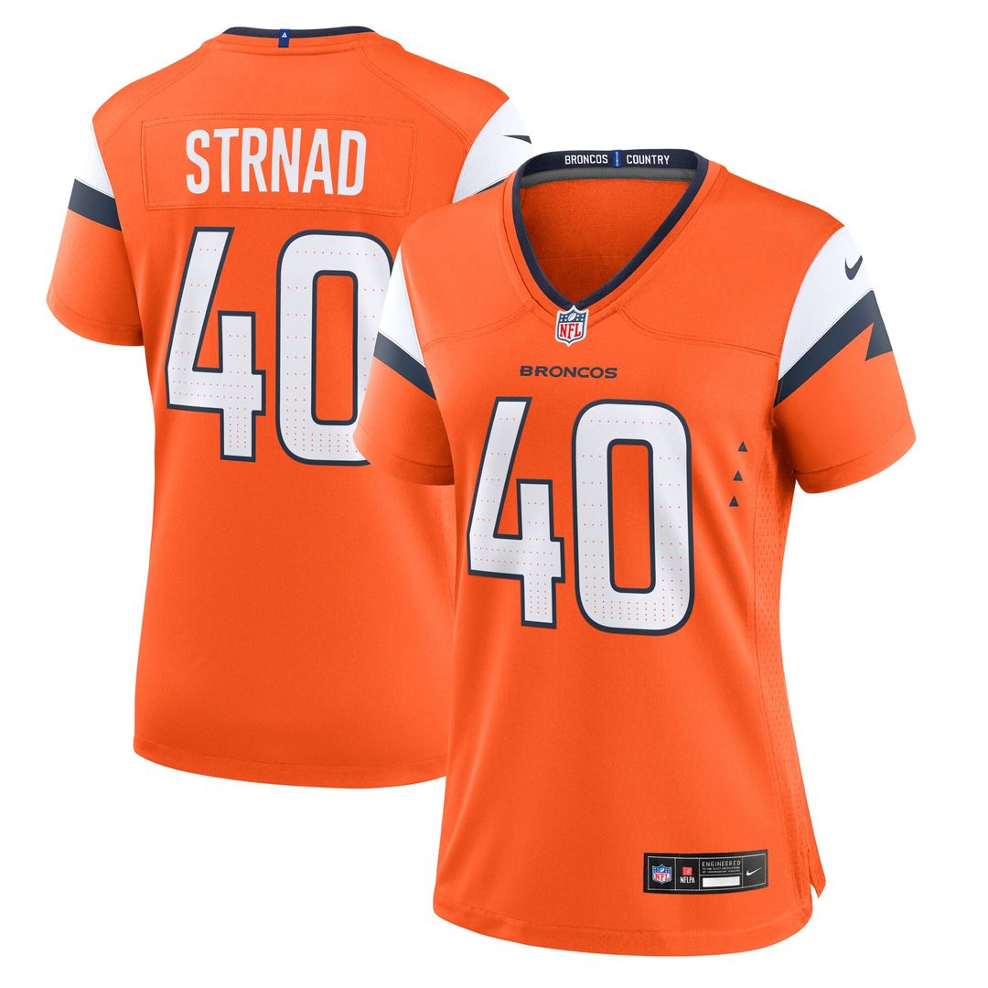 Justin Strnad Denver Broncos Nike Women's Team Game Jersey - Orange Official NFL Team Apparel Football Fan Gear