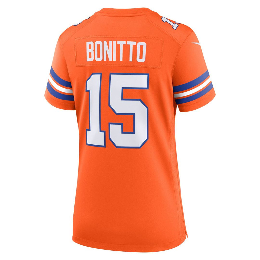 Nik Bonitto Denver Broncos Nike Women's Alternate 2 Mile High Collection 1977 Throwback Game Jersey - Orange Official NFL Team Apparel Football Fan Ge