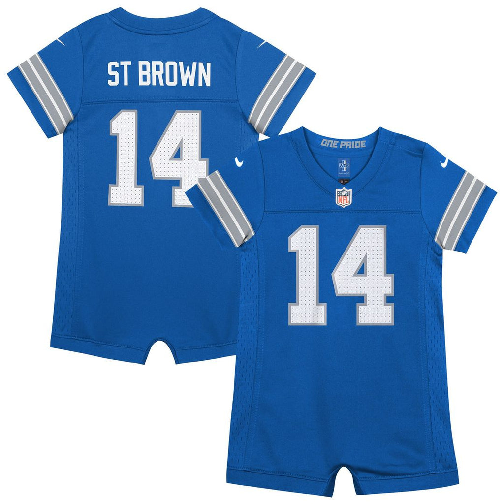 Amon-Ra St. Brown Detroit Lions Nike Newborn & Infant Game Romper Jersey - Blue Official NFL Team Apparel Football Fan Gear