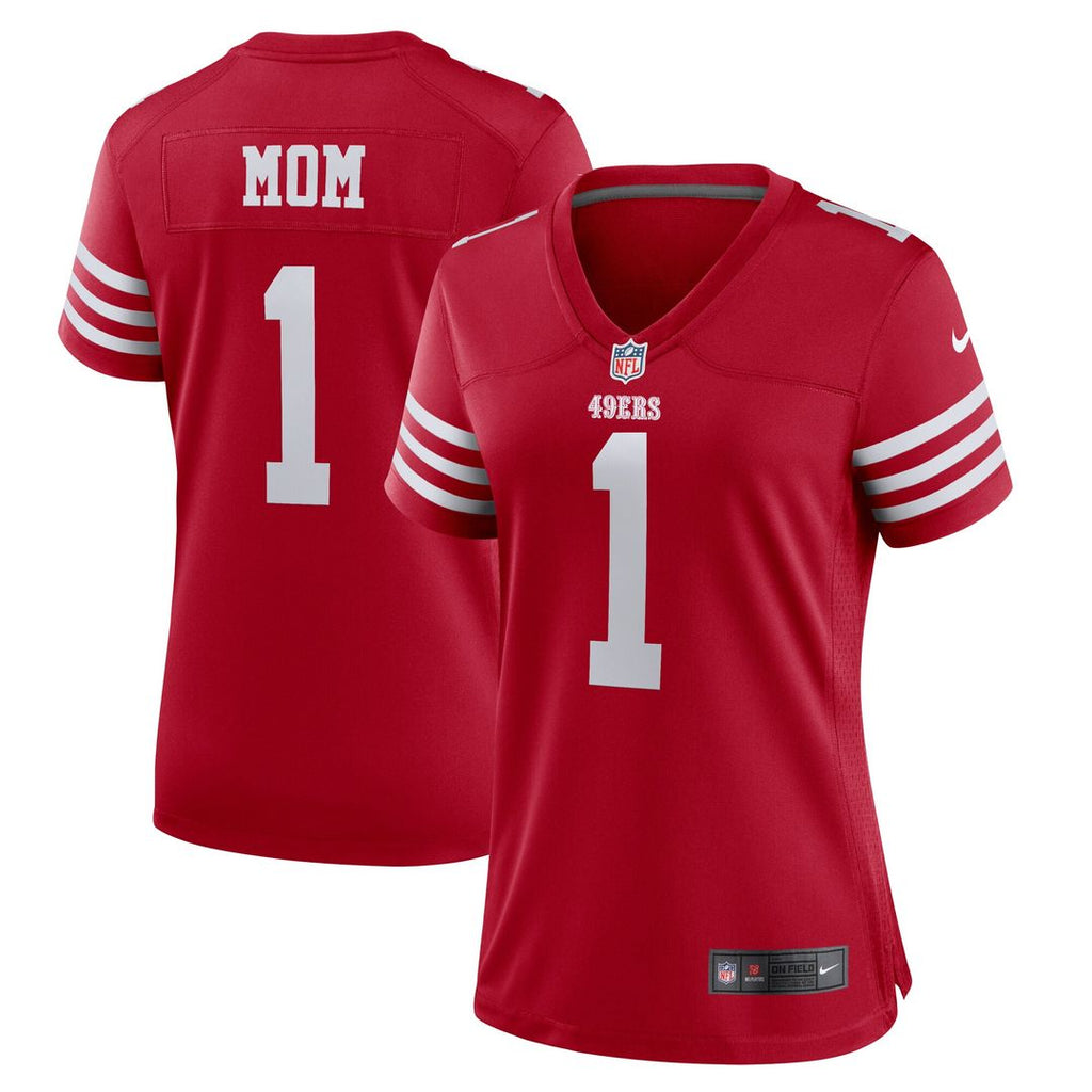 Number 1 Mom San Francisco 49ers Nike Women's Game Jersey - Scarlet Official NFL Team Apparel Football Fan Gear