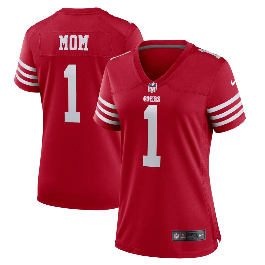 Number 1 Mom San Francisco 49ers Nike Women's Game Jersey - Scarlet Official NFL Team Apparel Football Fan Gear