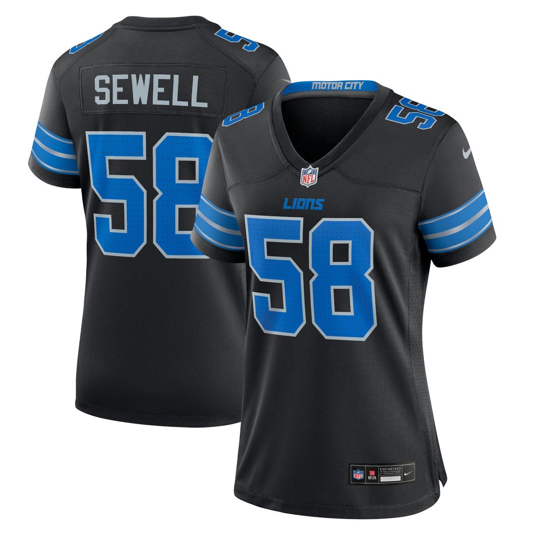Penei Sewell Detroit Lions Nike Women's 2nd Alternate Game Jersey - Black Official NFL Team Apparel Football Fan Gear