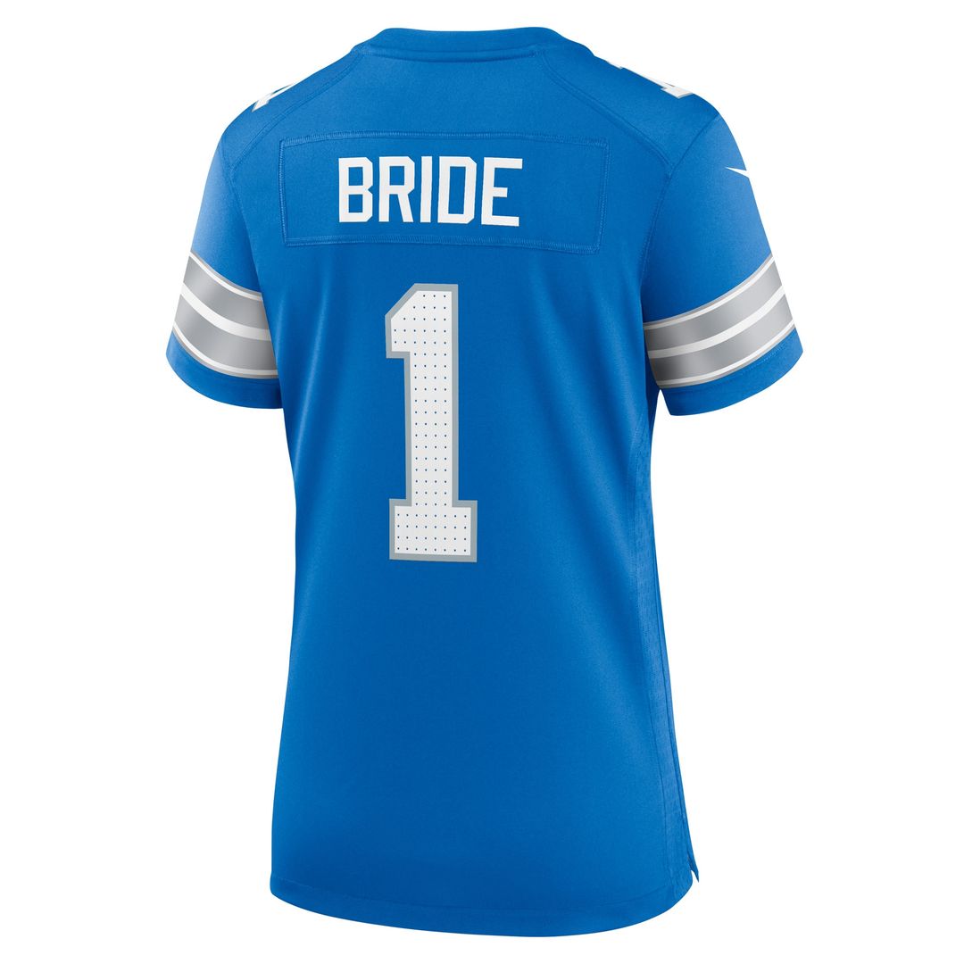 Number 1 Bride Detroit Lions Nike Women's Game Jersey - Blue Official NFL Team Apparel Football Fan Gear