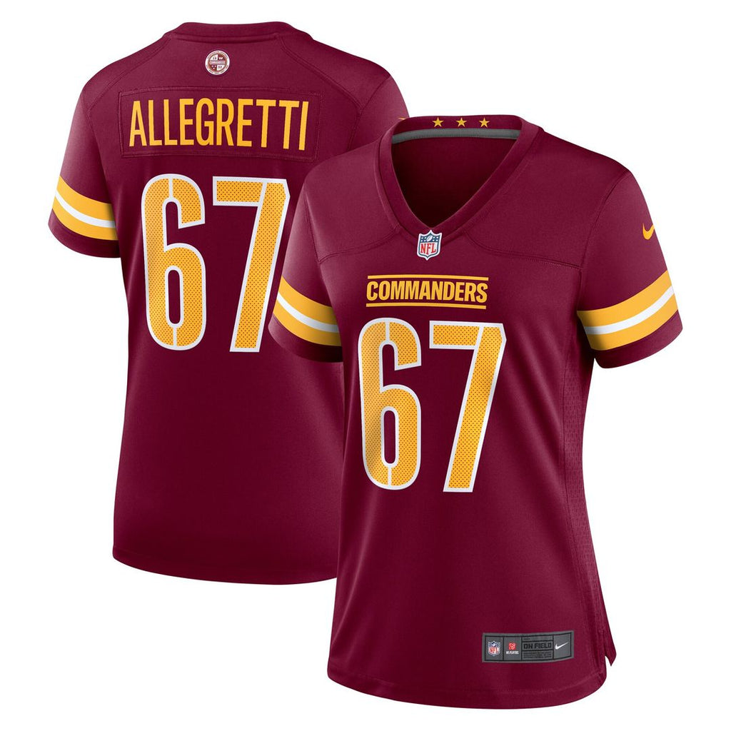 Nick Allegretti Washington Commanders Nike Women's Game Jersey - Burgundy Official NFL Team Apparel Football Fan Gear