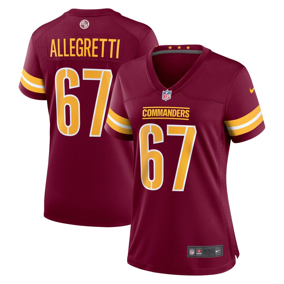 Nick Allegretti Washington Commanders Nike Women's Game Jersey - Burgundy Official NFL Team Apparel Football Fan Gear